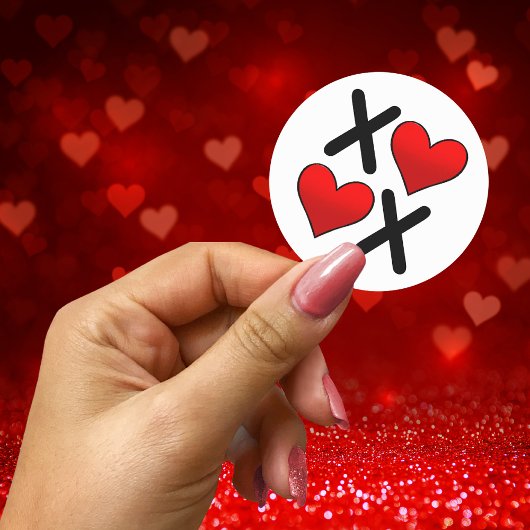 XOXOフレーズレタリングと赤いハート ラウンドシール