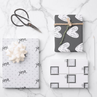 XOXOブラックバレンタイン19インチx 29インチラッピング紙 ラッピングペーパーシート