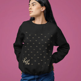 XOXOブラック金ゴールドタイポグラフィかわいい スウェットシャツ