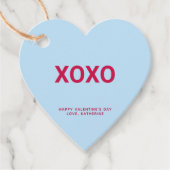 XOXOブルーハートおもしろいかわいいバレンタインデーカスタム フェイバータグ (正面)