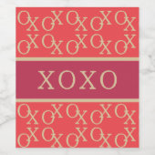 XOXOホットピンクレッド金ゴールドタイポグラフィパターン ワインラベル (シングルラベル)
