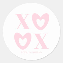 XOXOホワイトピンクハートモダンガーリー可愛カスタムい ラウンドシール
