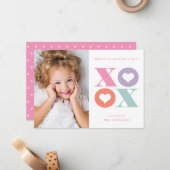 XOXOモダンポートレートフォトvalentinesデイカード ノートカード (正面/裏面インサイチュ)