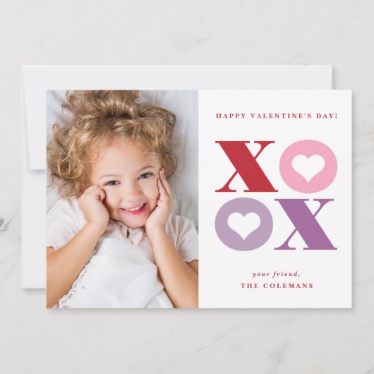 XOXOモダンポートレートフォトvalentinesデイカード ノートカード (正面)