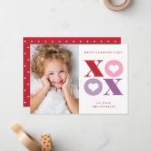 XOXOモダンポートレートフォトvalentinesデイカード ノートカード (正面/裏面インサイチュ)