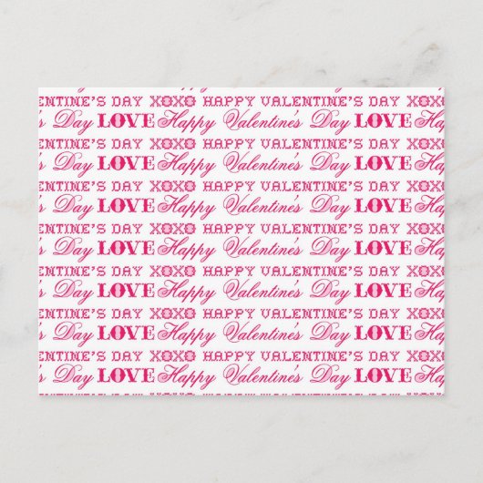 XOXOラブハッピーバレンタインデーピンクレッドギフト シーズンポストカード (正面)