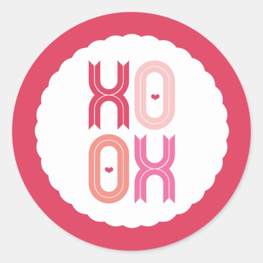 XOXOラブ&キスバレンタインパーティー3インチステッカー ラウンドシール (正面)