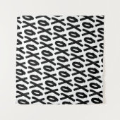 XOXOルッ絵を描クフォント白黒の背景 タペストリー (正面(横))