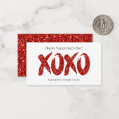 XOXOレッドグリッター | Glam Brushroke Valentinesの日 ノートカード (正面/裏面インサイチュ)