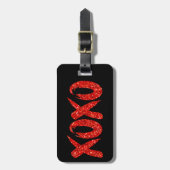 XOXOレッドグリッター | Glam Brushstroke Hugとキス ラゲッジタグ (正面縦)