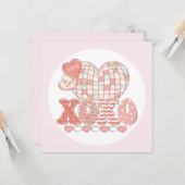 Xoxoレトロバレンタインデーのカード カード (正面/裏面インサイチュ)