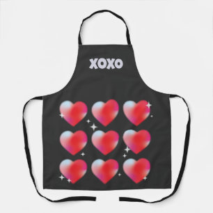Xoxoロマンチック赤いハートバレンタインデー エプロン