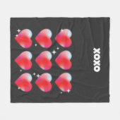 Xoxoロマンチック赤いハートバレンタインデー フリースブランケット (正面(横))