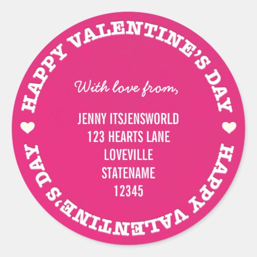 XOXOヴァレンティンズデイ差出人住所 |ピンク ラウンドシール (正面)