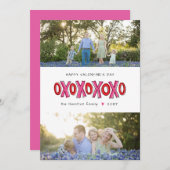 XOXO二写真ファミリーバレンタインデーのカード シーズンカード (正面/裏面)