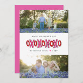 XOXO二写真ファミリーバレンタインデーのカード シーズンカード (正面/裏面)