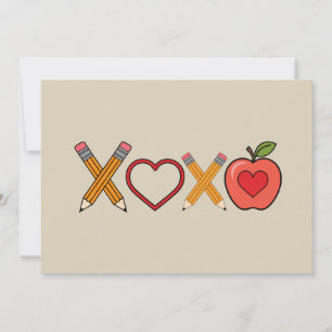 XOXO先生バレンタインデーペンシルとアップル 招待状