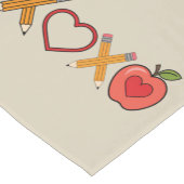 XOXO先生バレンタインデー鉛筆とリンゴ ショートテーブルランナー (コーナー)