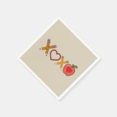 XOXO先生バレンタインデー鉛筆とリンゴ スタンダードカクテルナプキン (角)
