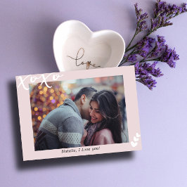 XOXO写真パーソナライズされたIピンクIバモダンレンティネス シーズンカード