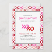 XOXO女の子の夜アウトピンクかわいいガレンティンデイパーティー 招待状 (正面)