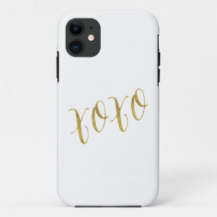 XOXO引用文フェイク金ゴールドグリッター背景テンプレート iPhone 11 ケース