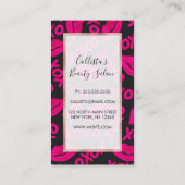 XOXO引用文ブラックネオンピンクリップスティックパターン 割引カード (裏面)