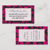 XOXO引用文ブラックネオンピンクリップスティックパターン 割引カード (正面/裏面)