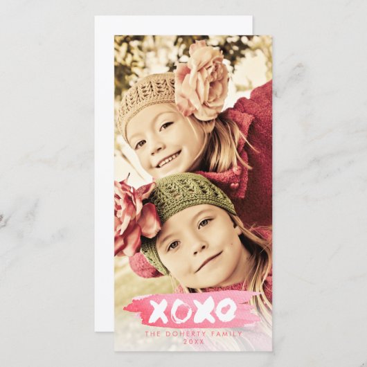 XOXO愛水彩画のクリスマスの写真の上敷カード シーズンカード (正面/裏面)