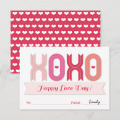 XOXO教室 学校の子供たち バレンタインデーのカード 招待状 (正面/裏面)