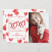 XOXO水カラーハートバレンタインデイカード シーズンカード (正面/裏面)