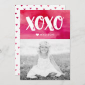 XOXO水カラー |バレンタインの写真カード シーズンカード (正面/裏面)