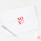 XOXO赤いハート ラウンドシール (封筒)