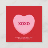 XOXO赤ピンクの会話ハートバレンタインカード エンクロージャーカード (正面)