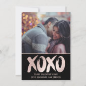 XOXO赤面ピンク |ブラッシュストロークのバレンタイン写真 シーズンカード (正面)
