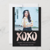 XOXO赤面ピンク |ブラッシュストロークのバレンタイン写真 シーズンカード (正面)