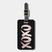 XOXO赤面ピンク |手書きブラシスクリプト ラゲッジタグ (正面縦)