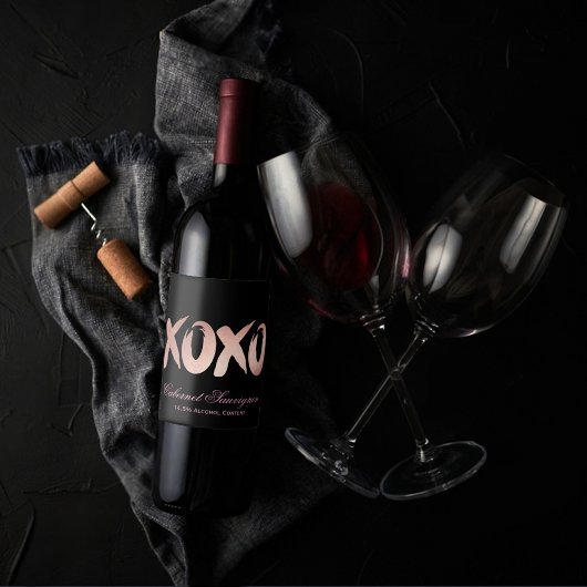XOXO赤面ピンク | Chic Brushstroke カスタム Keepsake ワインラベル