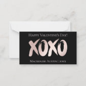 XOXO赤面ピンク | Chic Brushstroke Valentines Day ノートカード (正面)
