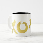 XOXO金ゴールドホイルフェイクシャイングラムシック ツートーンマグカップ (正面左)