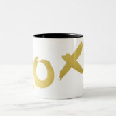 XOXO金ゴールドホイルフェイクシャイングラムシック ツートーンマグカップ (中央)