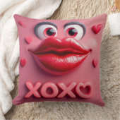 XOXO鮮やかデザイン付き赤い唇 クッション (ブランケット)