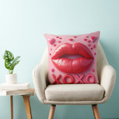 XOXO鮮やかデザイン付き赤い唇 クッション (椅子)