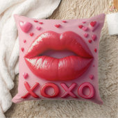 XOXO鮮やかデザイン付き赤い唇 クッション (ブランケット)