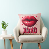 XOXO鮮やかデザイン付き赤い唇 クッション (椅子)