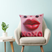 XOXO鮮やかデザイン付き赤い唇 クッション (椅子)