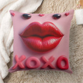 XOXO鮮やかデザイン付き赤い唇 クッション (ブランケット)
