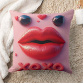 XOXO鮮やかデザイン付き赤い唇 クッション (ブランケット)