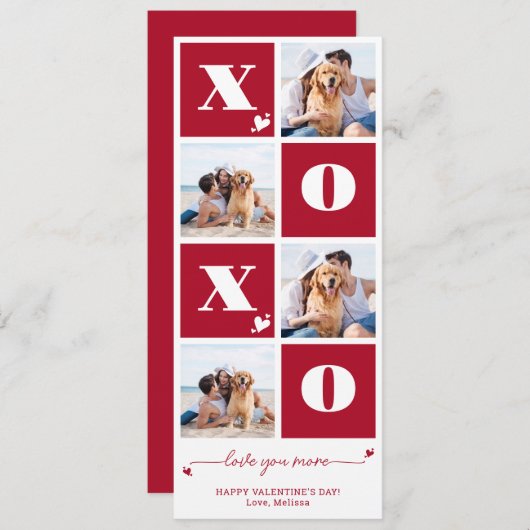 XOXO はっきりした 4モダンフォトハッピーバレンタインデー シーズンカード (正面/裏面)