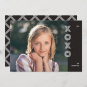 XOXO はっきりした Valentine's Dayフォトカード – 黒 招待状 (正面/裏面)